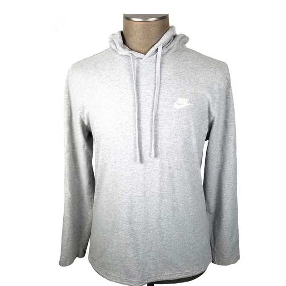 Vintage Nike - Mini Logo Spell Out Hoodie Light Sweatshirt - Blue Tag - L- Gray - Picture 2 of 7